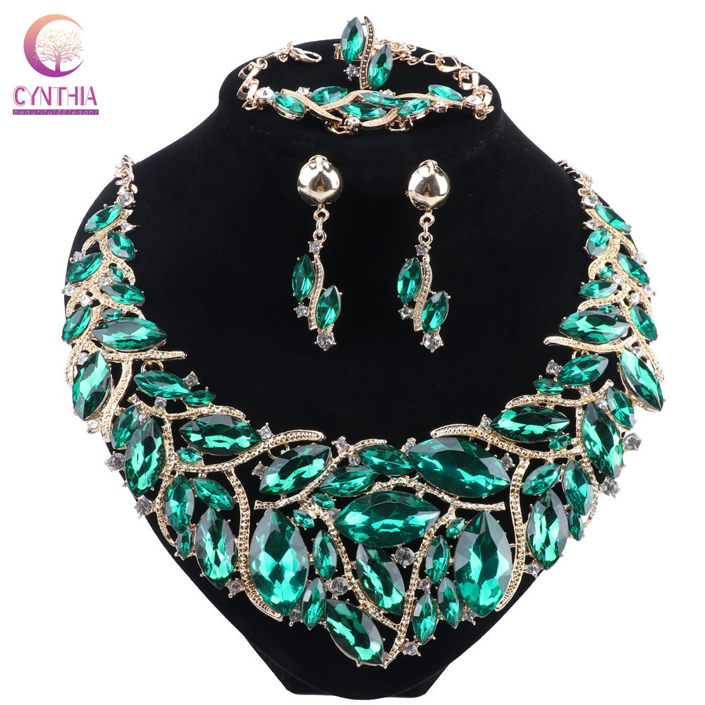 Indian Wedding Supply - Cynthia luxo cor verde cristal colar