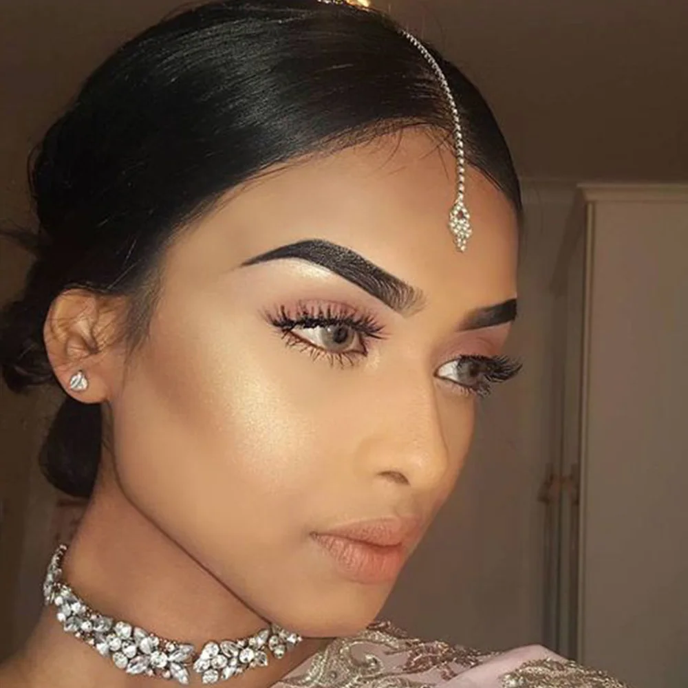 Indian Wedding Supply - Stonefans geométrica testa corrente feminina jóias