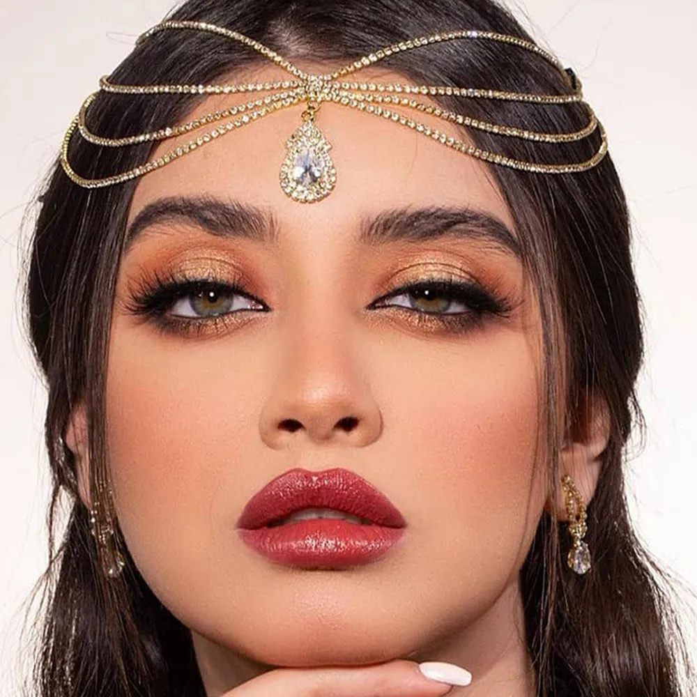 Indian Wedding Supply - Xsbody boho nupcial strass cabeça corrente
